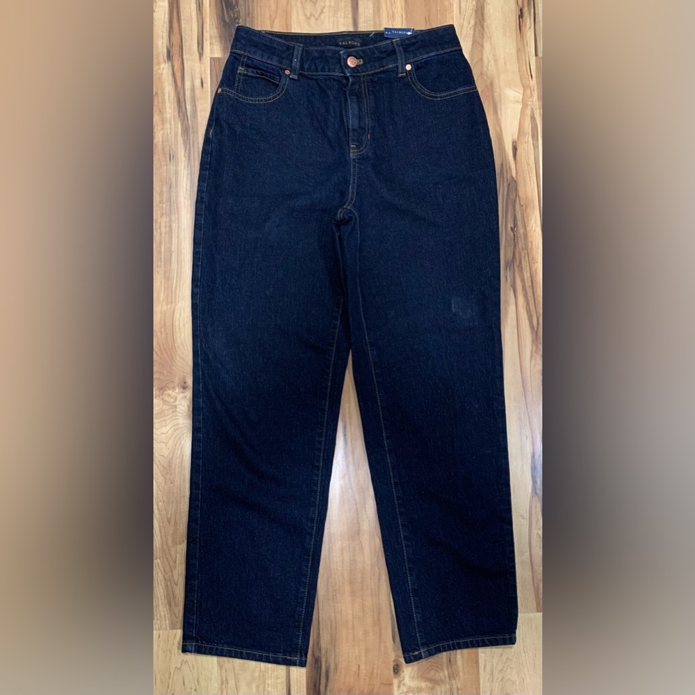 Talbots High Waist Relaxed Jean Womens 4P Dark Wash Denim Straight Leg